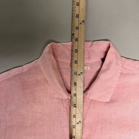 Todd Snyder Linen Button Up Shirt Mens Small Pink Short Sleeve Pocket Somelos - Picture 10 of 10